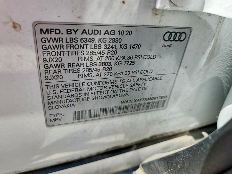 Aukcja sprzedaży 2021 Audi Q7, vin: WA1LXAF7XMD017853, numer aukcji: 47064826