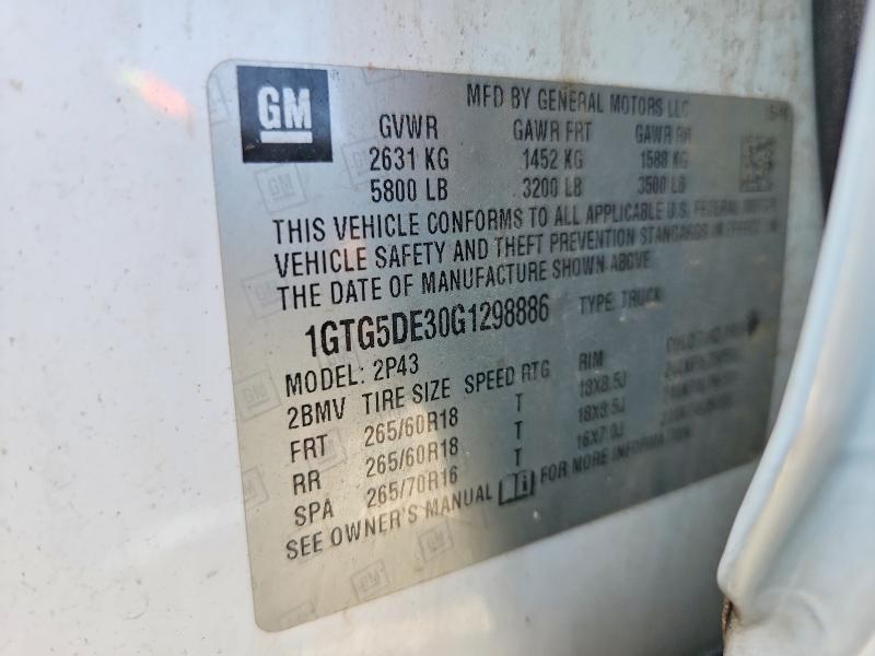 Aukcja sprzedaży 2016 Gmc Canyon, vin: 1GTG5DE30G1298886, numer aukcji: 46838196