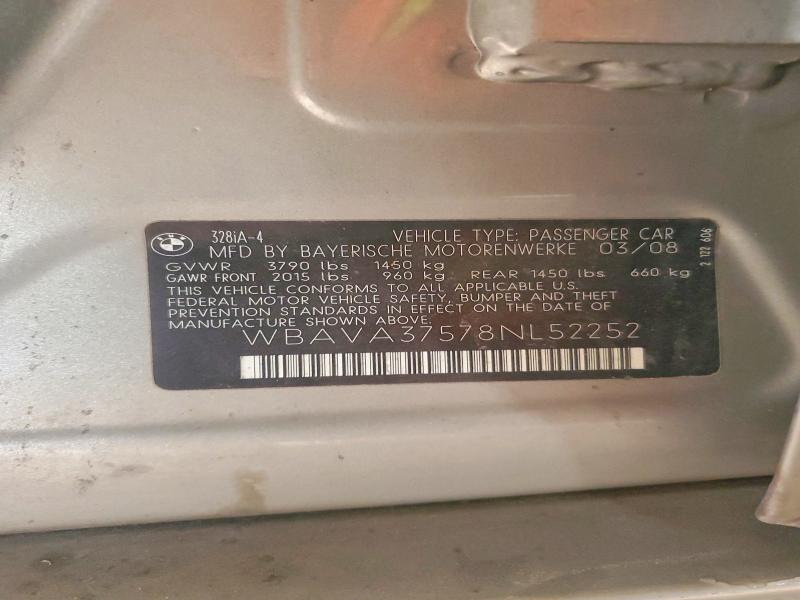 Aukcja sprzedaży 2008 Bmw 328, vin: WBAVA37578NL52252, numer aukcji: 48357966