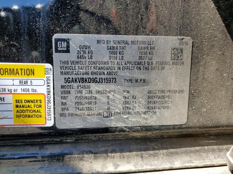 79934085 :رقم المزاد ، 5GAKVBKD9GJ315973 vin ، 2016 Buick Enclave مزاد بيع