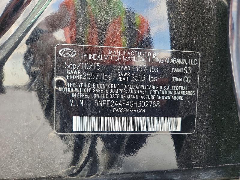 2016 Hyundai Sonata მანქანა იყიდება აუქციონზე, vin: 5NPE24AF4GH302768, აუქციონის ნომერი: 41834426