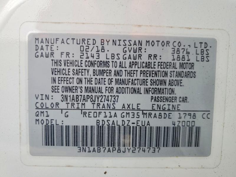 Aukcja sprzedaży 2018 Nissan Sentra, vin: 3N1AB7AP8JY274737, numer aukcji: 79196025