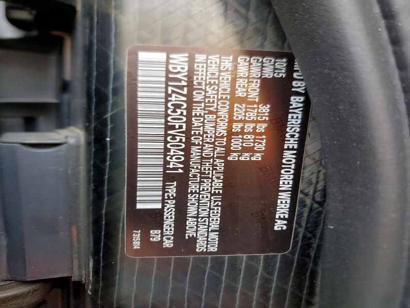 Aukcja sprzedaży 2015 Bmw I3, vin: WBY1Z4C50FV504941, numer aukcji: 46038056