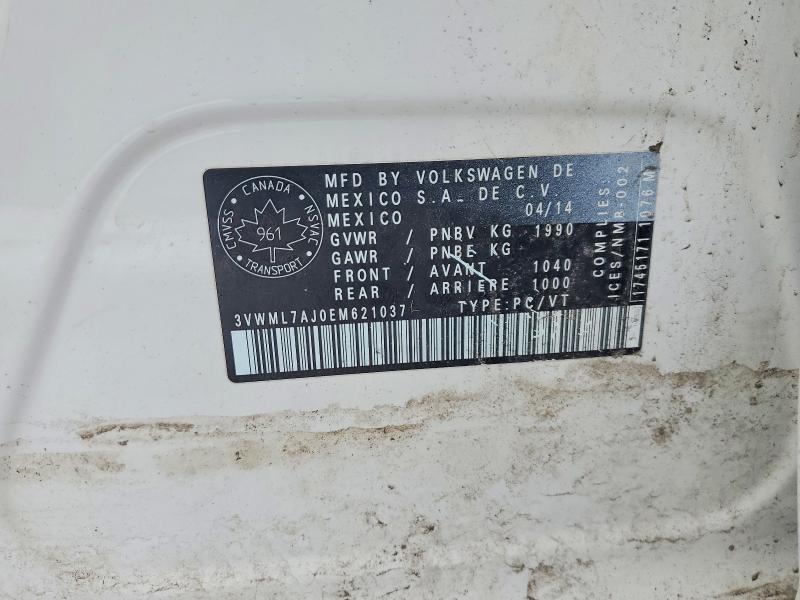 75269395 :رقم المزاد ، 3VWML7AJ0EM621037 vin ، 2014 Volkswagen Jetta مزاد بيع