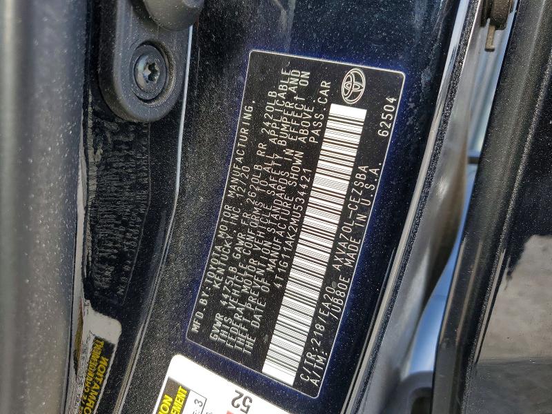 Продажа на аукционе авто 2021 Toyota Camry, vin: 4T1G11AK2MU534421, номер лота: 47408756