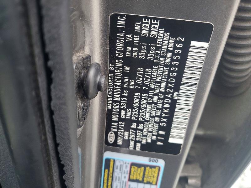 46082826 :رقم المزاد ، 5XYKWDA2XDG335362 vin ، 2013 Kia Sorento مزاد بيع