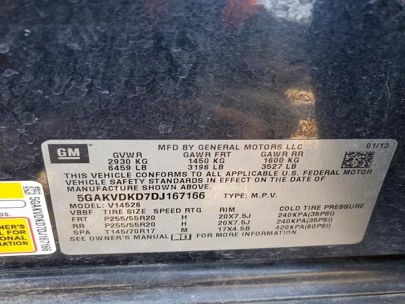 46347286 :رقم المزاد ، 5GAKVDKD7DJ167166 vin ، 2013 Buick Enclave مزاد بيع