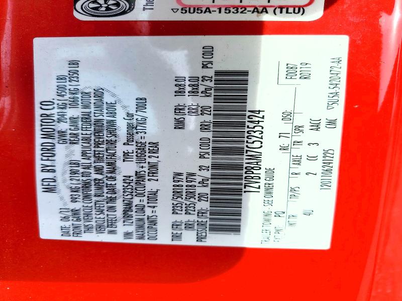 79937955 :رقم المزاد ، 1ZVBP8AM7C5235424 vin ، 2012 Ford Mustang مزاد بيع