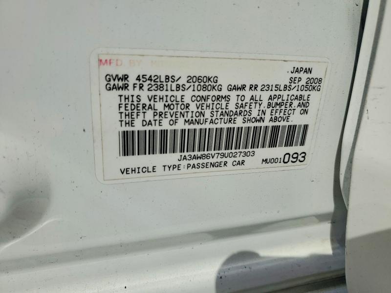 Продаж на аукціоні авто 2009 Mitsubishi Lancer, vin: JA3AW86V79U027303, номер лоту: 46378176