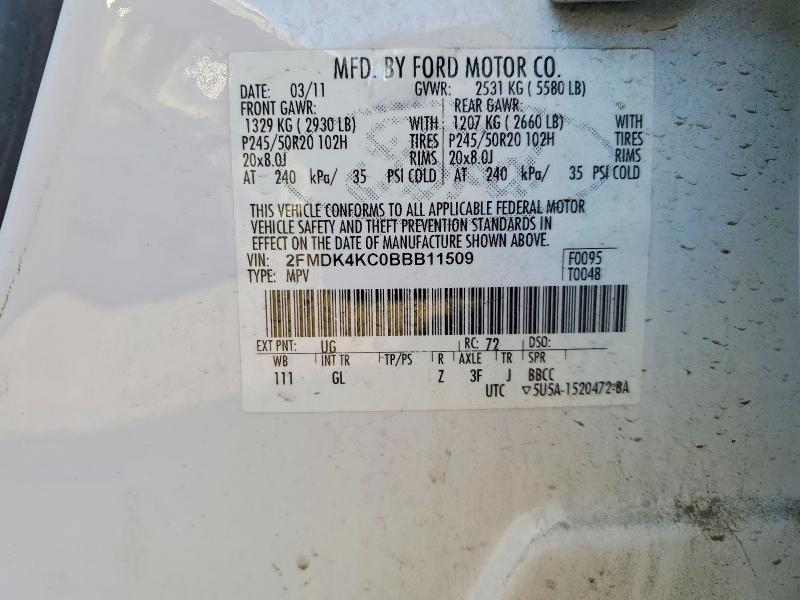 Aukcja sprzedaży 2011 Ford Edge, vin: 2FMDK4KC0BBB11509, numer aukcji: 79540265