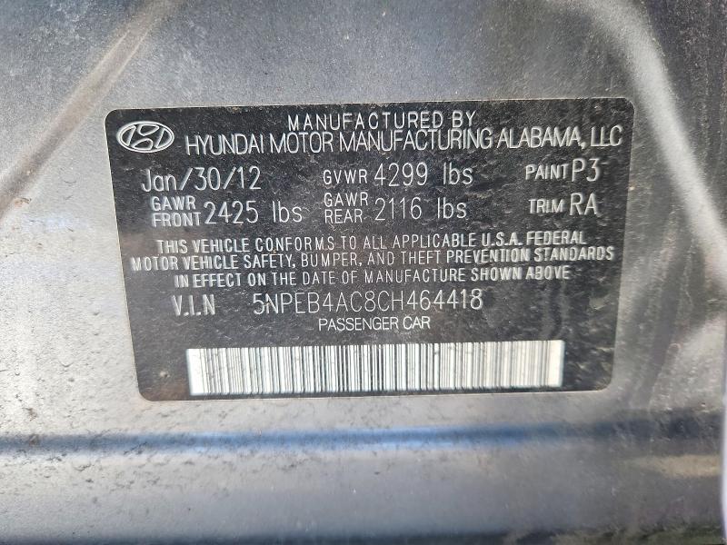 Aukcja sprzedaży 2012 Hyundai Sonata, vin: 5NPEB4AC8CH464418, numer aukcji: 41729046