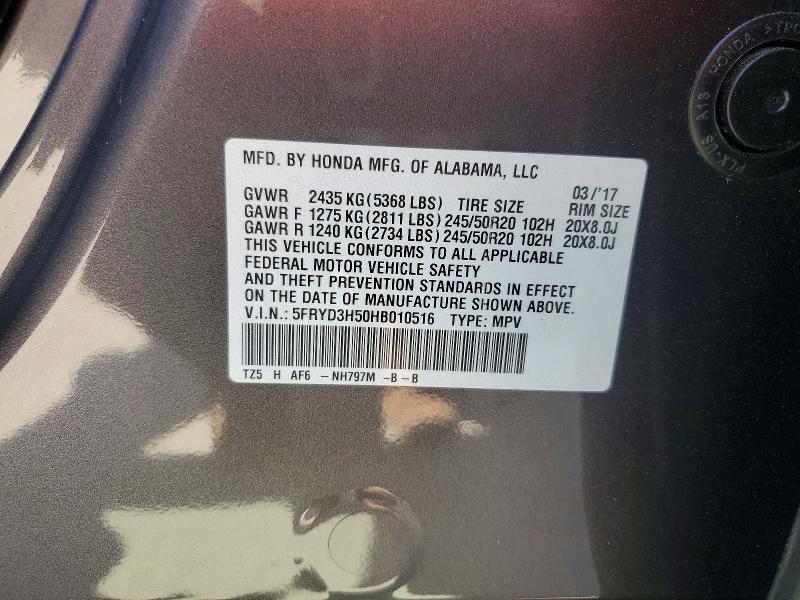 Продаж на аукціоні авто 2017 Acura Mdx, vin: 5FRYD3H50HB010516, номер лоту: 46843386