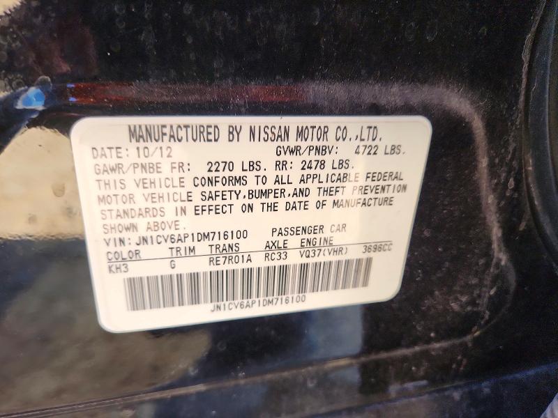 Aukcja sprzedaży 2013 Infiniti G37 Sedan, vin: JN1CV6AP1DM716100, numer aukcji: 46752996