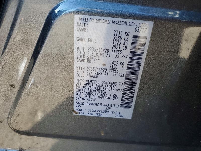 Aukcja sprzedaży 2017 Infiniti Qx60, vin: 5N1DL0MM7HC540313, numer aukcji: 45677816