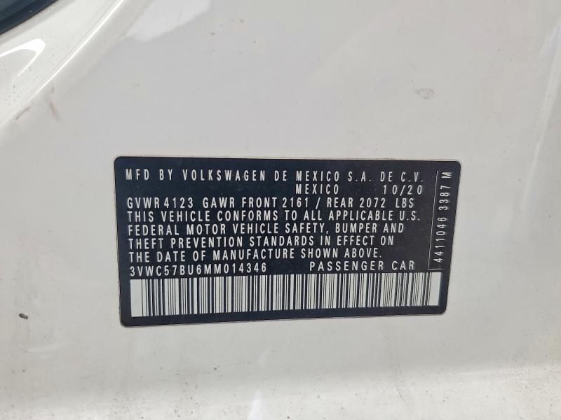 47584466 :رقم المزاد ، 3VWC57BU6MM014346 vin ، 2021 Volkswagen Jetta مزاد بيع