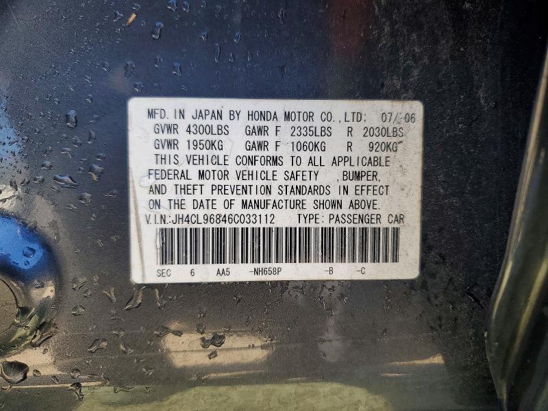 Aukcja sprzedaży 2006 Acura Tsx, vin: JH4CL96846C033112, numer aukcji: 46137346