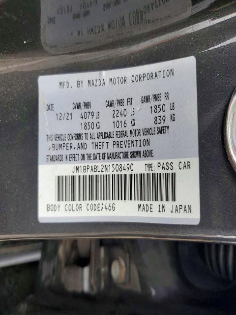 79939095 :رقم المزاد ، JM1BPABL2N1508490 vin ، 2022 Mazda 3 مزاد بيع