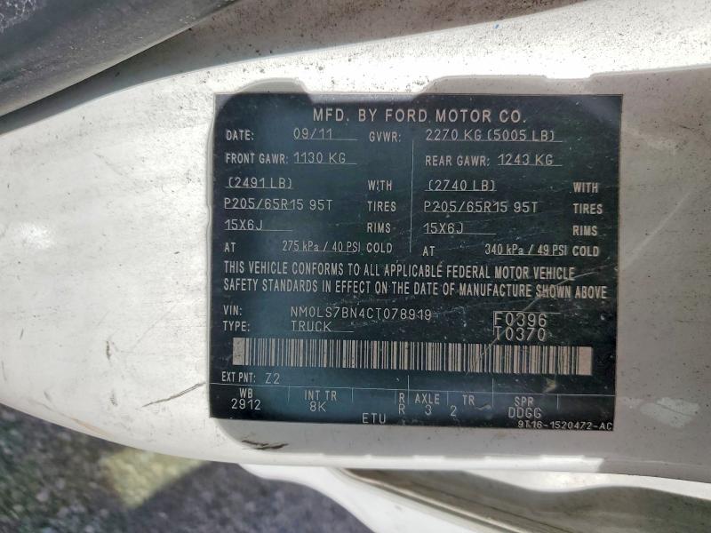 46217496 :رقم المزاد ، NM0LS7BN4CT078919 vin ، 2012 Ford Transit Connect مزاد بيع