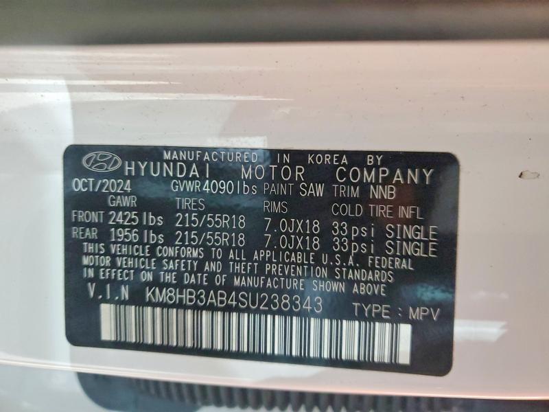 Aukcja sprzedaży 2025 Hyundai Kona, vin: KM8HB3AB4SU238343, numer aukcji: 45725306
