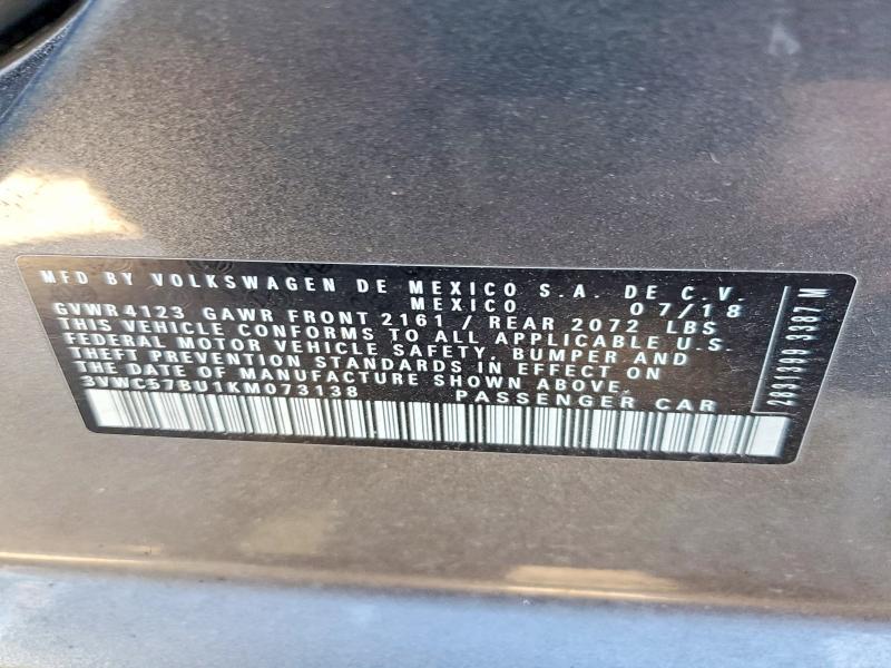 Продаж на аукціоні авто 2019 Volkswagen Jetta, vin: 3VWC57BU1KM073138, номер лоту: 46705756