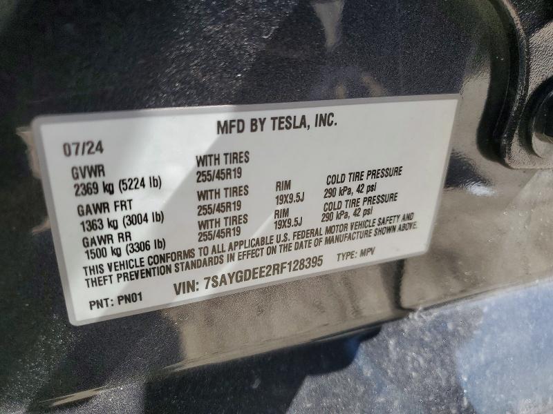 Продаж на аукціоні авто 2024 Tesla Model Y, vin: 7SAYGDEE2RF128395, номер лоту: 46709246