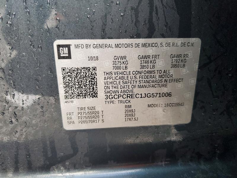 2018 Chevrolet Silverado მანქანა იყიდება აუქციონზე, vin: 3GCPCREC1JG571006, აუქციონის ნომერი: 46839946