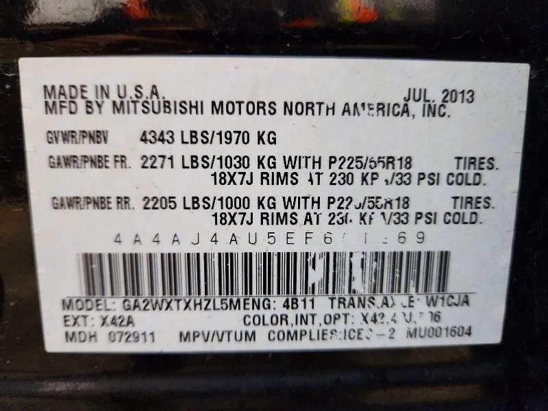 Продаж на аукціоні авто 2014 Mitsubishi Rvr, vin: 4A4AJ4AU5EE601269, номер лоту: 46937396