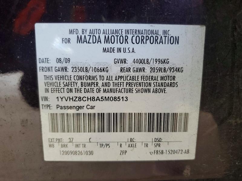 Aukcja sprzedaży 2010 Mazda 6, vin: 1YVHZ8CH8A5M08513, numer aukcji: 48120456