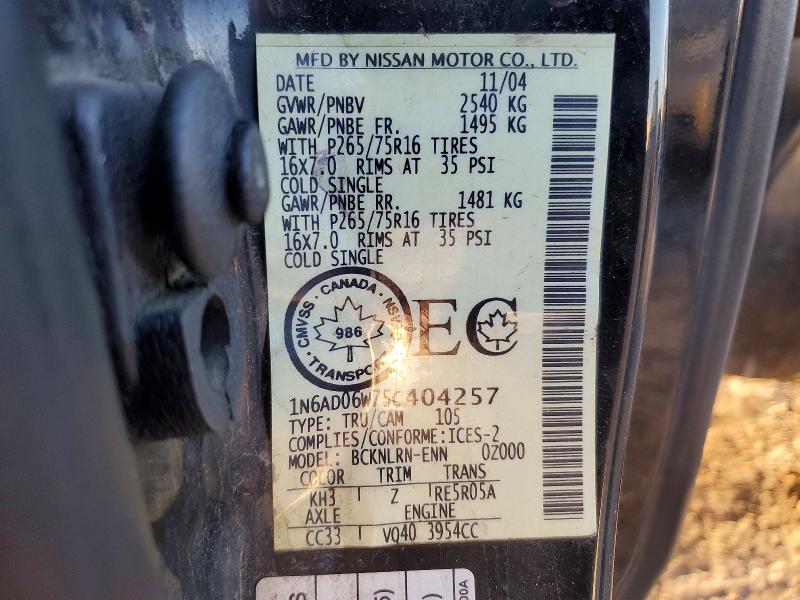 Продажа на аукционе авто 2005 Nissan Frontier, vin: 1N6AD06W75C404257, номер лота: 46305336
