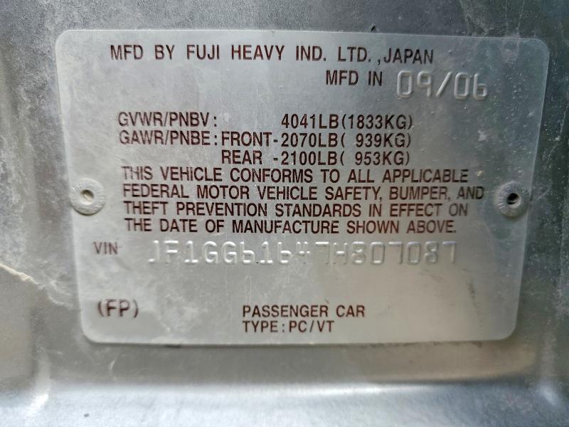 Aukcja sprzedaży 2007 Subaru Impreza, vin: JF1GG61647H807087, numer aukcji: 47062826