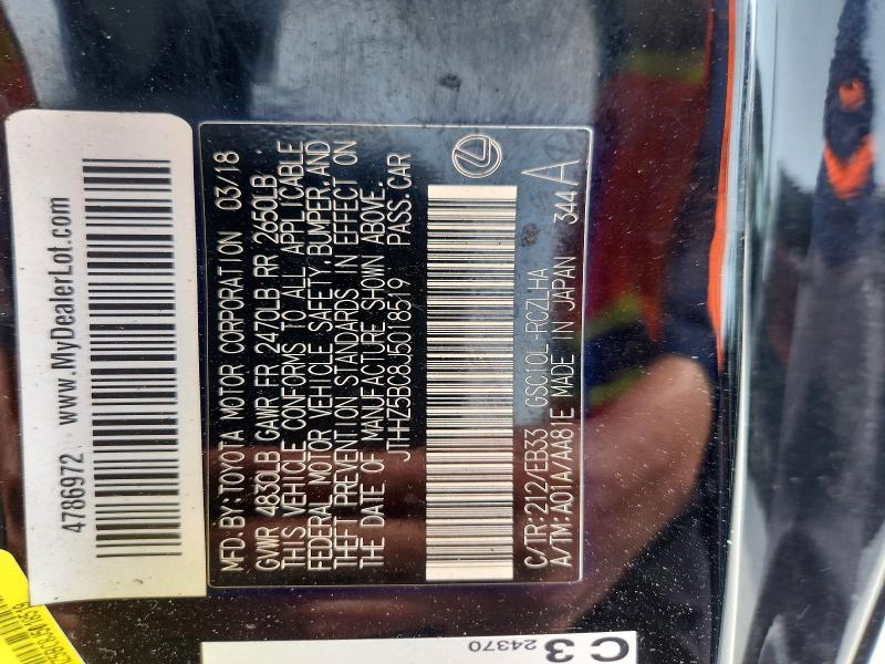 Продажа на аукционе авто 2018 Lexus Rc, vin: JTHHZ5BC8J5018519, номер лота: 45506206