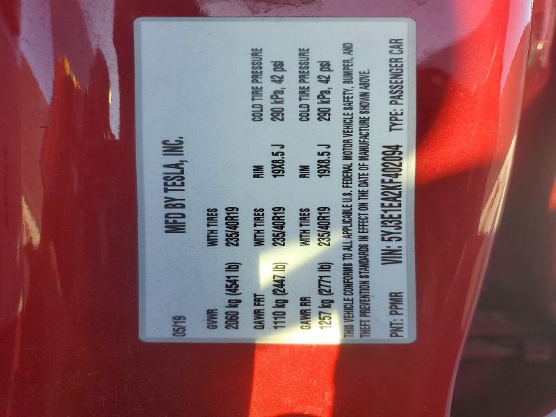 2019 Tesla Model 3 მანქანა იყიდება აუქციონზე, vin: 5YJ3E1EA2KF402094, აუქციონის ნომერი: 79541665