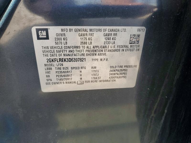 Продаж на аукціоні авто 2013 Gmc Terrain, vin: 2GKFLREK3D6397821, номер лоту: 47113246