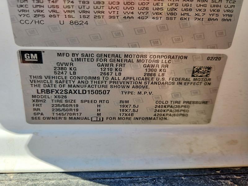 Продаж на аукціоні авто 2020 Buick Envision, vin: LRBFX2SAXLD150507, номер лоту: 46084336