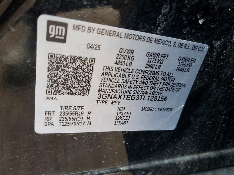 78834765 :رقم المزاد ، 3GNAXTEG3TL128156 vin ، 2026 Chevrolet Equinox مزاد بيع