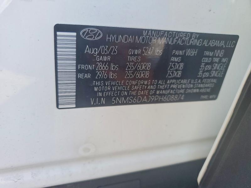 77471875 :رقم المزاد ، 5NMS6DAJ9PH608874 vin ، 2023 Hyundai Santa Fe مزاد بيع