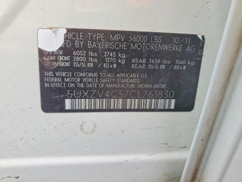 47560336 :رقم المزاد ، 5UXZV4C57CL761830 vin ، 2012 Bmw X5 مزاد بيع