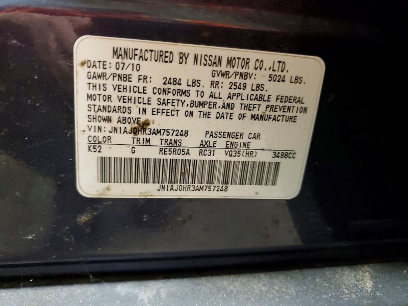 Aukcja sprzedaży 2010 Infiniti Ex35, vin: JN1AJ0HR3AM757248, numer aukcji: 46032846