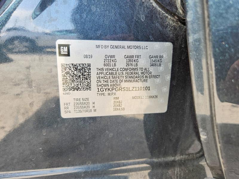 47472986 :رقم المزاد ، 1GYKPGRS1LZ110101 vin ، 2020 Cadillac Xt6 مزاد بيع
