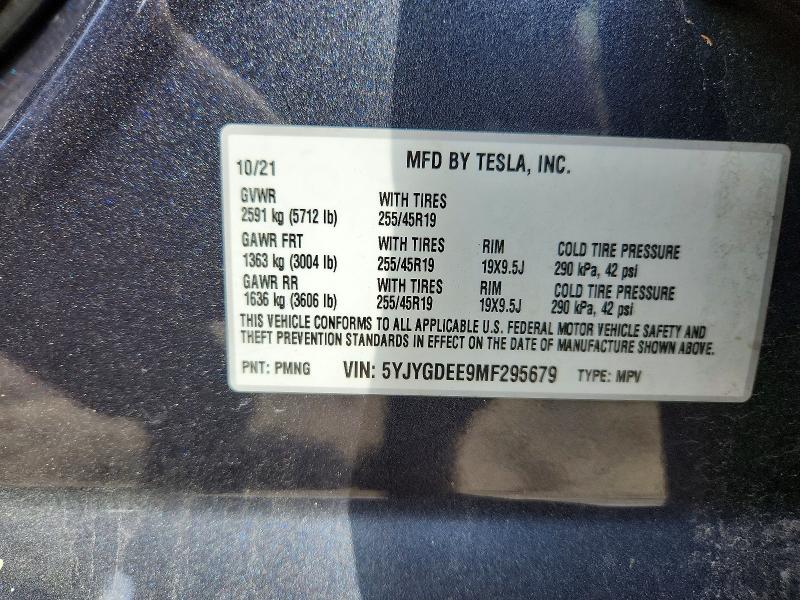 Продаж на аукціоні авто 2021 Tesla Model Y, vin: 5YJYGDEE9MF295679, номер лоту: 46687466