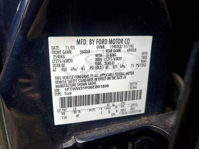 Продаж на аукціоні авто 2006 Ford F350, vin: 1FTWW31P06EB91808, номер лоту: 79983505