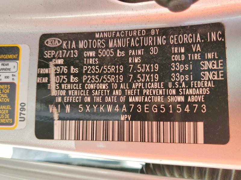 Aukcja sprzedaży 2014 Kia Sorento, vin: 5XYKW4A73EG515473, numer aukcji: 47711256