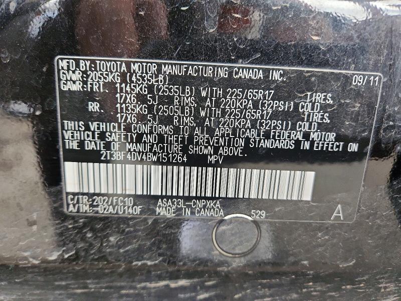 46693426 :رقم المزاد ، 2T3BF4DV4BW151264 vin ، 2011 Toyota Rav4 مزاد بيع