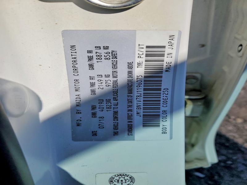 2018 Mazda 3 მანქანა იყიდება აუქციონზე, vin: JM1BN1V78J1196075, აუქციონის ნომერი: 47191886