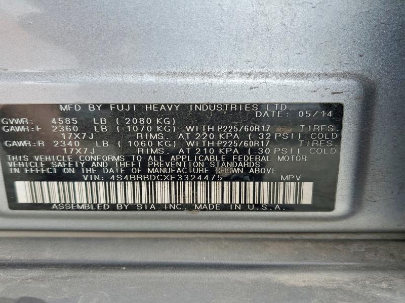 79886215 :رقم المزاد ، 4S4BRBDCXE3324475 vin ، 2014 Subaru Outback مزاد بيع