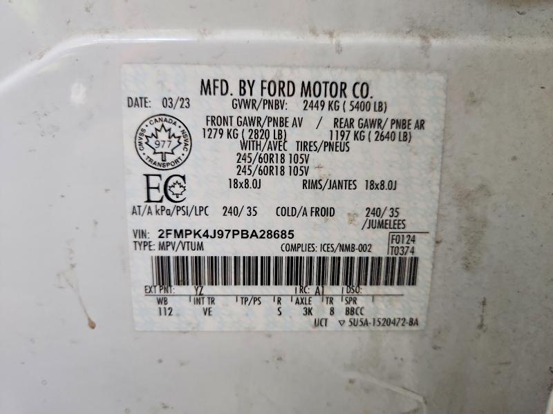 Aukcja sprzedaży 2023 Ford Edge, vin: 2FMPK4J97PBA28685, numer aukcji: 79828435