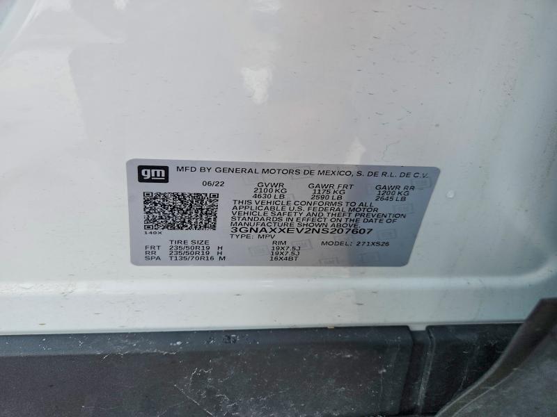 2022 Chev Equinox მანქანა იყიდება აუქციონზე, vin: 3GNAXXEV2NS207607, აუქციონის ნომერი: 46305596
