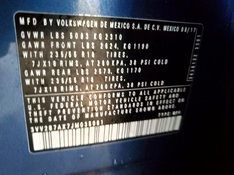 Aukcja sprzedaży 2018 Volkswagen Tiguan, vin: 3VV2B7AX7JM035061, numer aukcji: 46243076