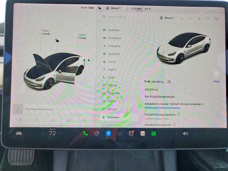 Aukcja sprzedaży 2022 Tesla Model 3, vin: 5YJ3E1EA3NF145323, numer aukcji: 41605526
