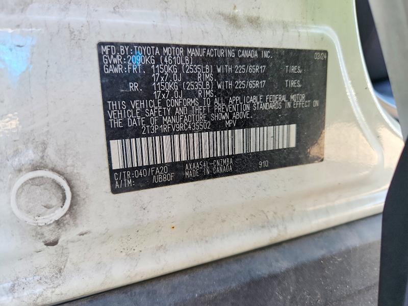 Aukcja sprzedaży 2024 Toyota Rav4, vin: 2T3P1RFV9RC435502, numer aukcji: 47975516